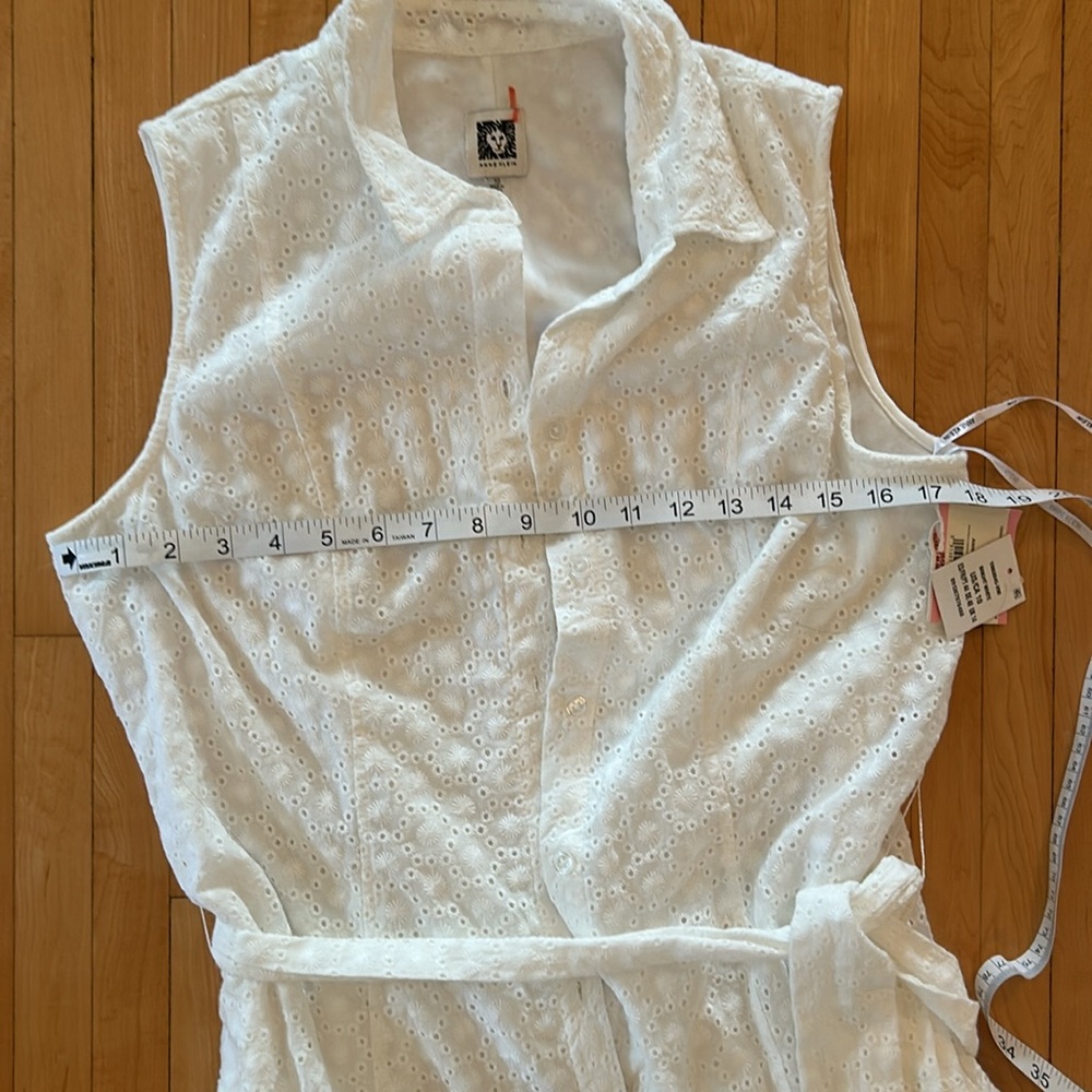 Anne Klein White button down Eyelet dress 10 NWT - Picture 5 of 6